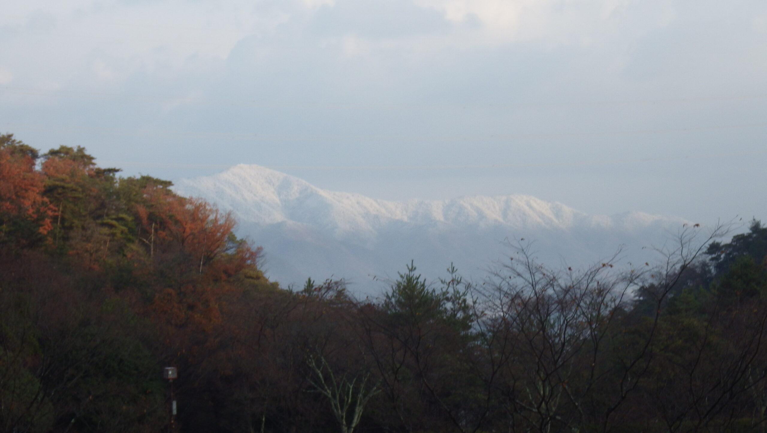 雪山と紅葉　中央広場